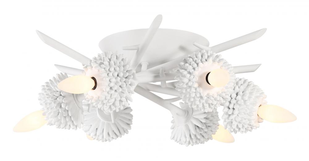 North Fork by Robin Baron - 6 Light flush Mount in Sand White Finish