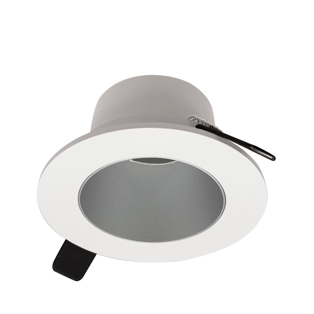 4" Iolite Can-less Round Downlight Trim, Haze Reflector / White Flange