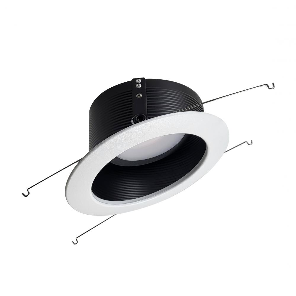 6" Sloped LED Retrofit Baffle, 1200lm / 15W, Selectable CCT, Black Baffle / White Flange