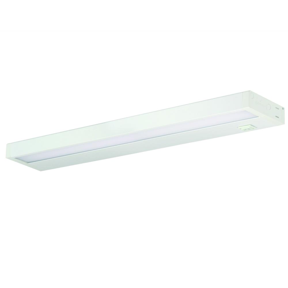 22" LEDUR Under Cabinet with Dedicated CCT (3000K), 360lm/ft, 12W, White Finish