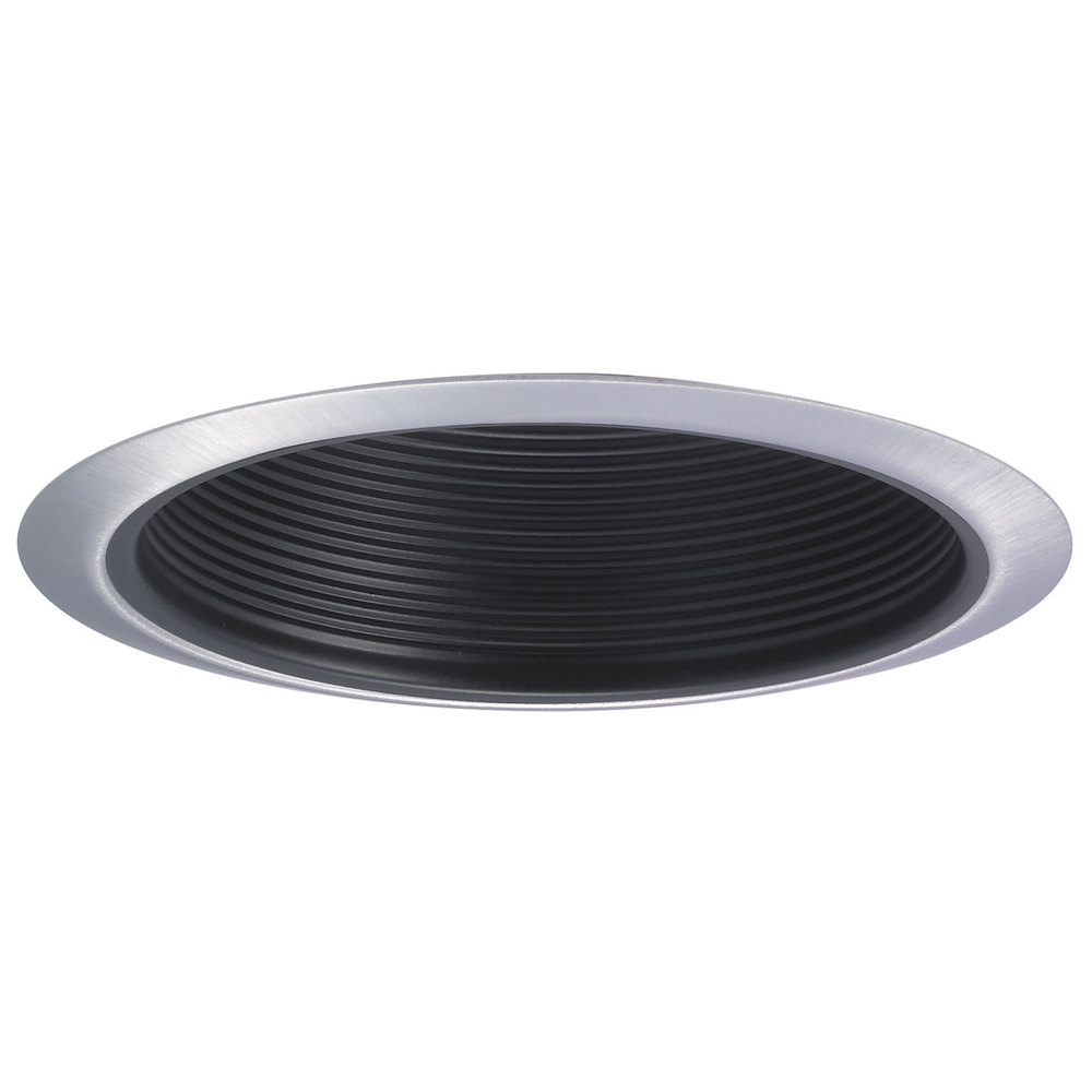 6" BR/PAR30 Stepped Baffle w/ Plastic Ring, Black/White