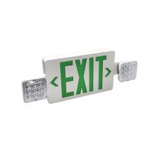Nora NEX-712-LED/G - LED Exit and Emergency Combination with Adjustable Heads, Battery Backup, Green Letters / White
