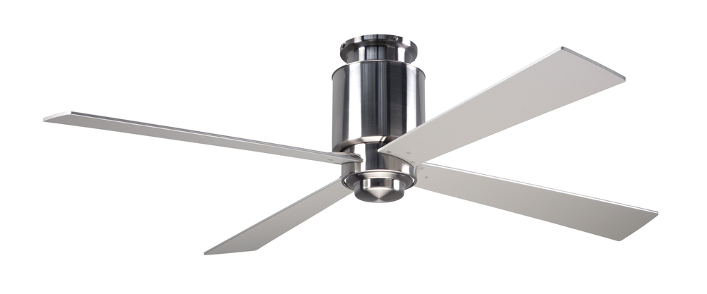 Lapa Flush Fan; Bright Nickel Finish; 50" Black Blades; No Light; Fan Speed and Light Control (3