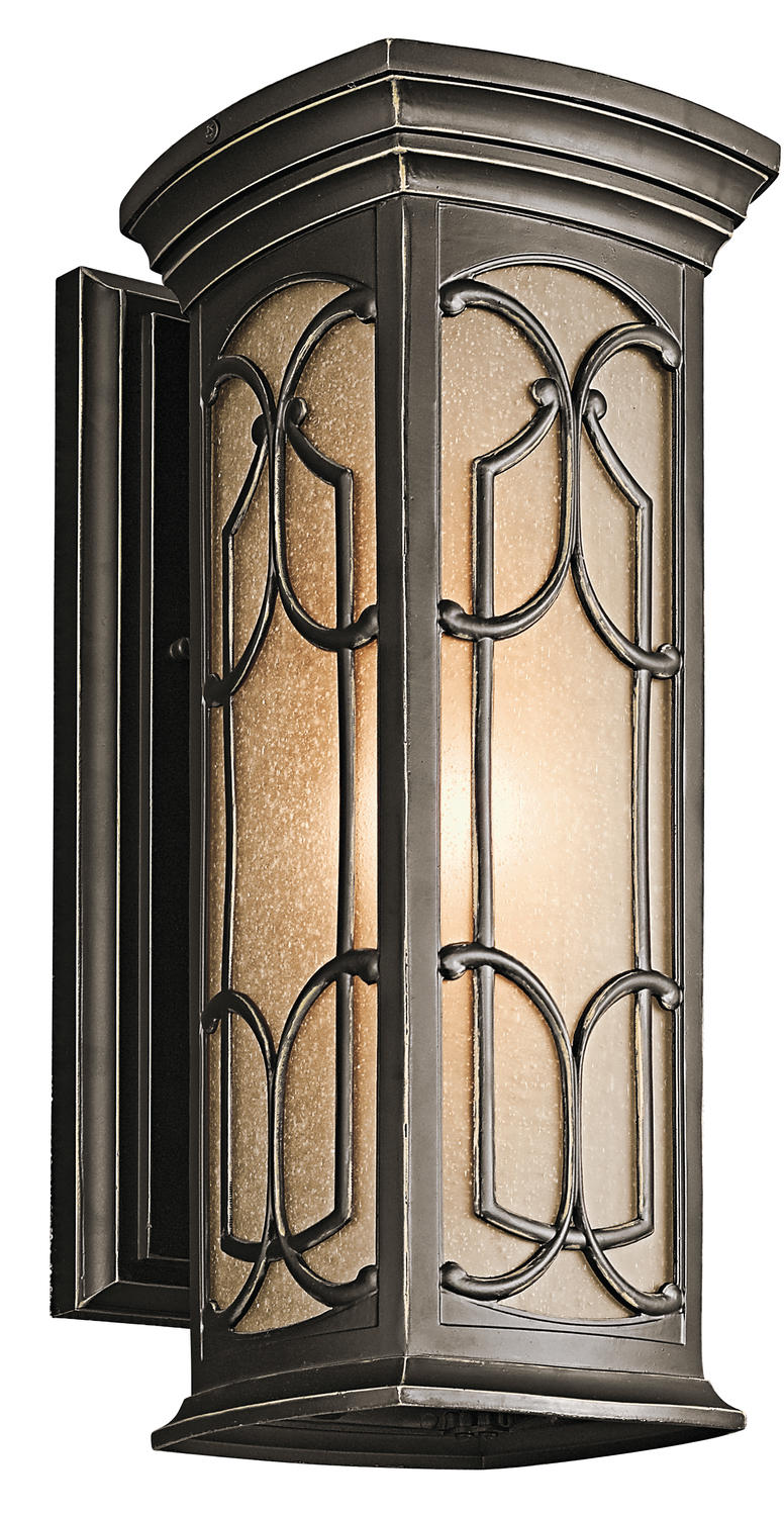 Franceasi 18" 1 Light Outdoor Wall Light with Light Umber Seeded Glass in Olde Bronze®