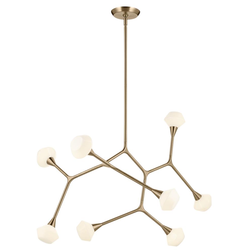 Cassius 52.5 with Opal Glass inch 8 Light Convertible Chandelier with Opal Glass in Champagne Bronze