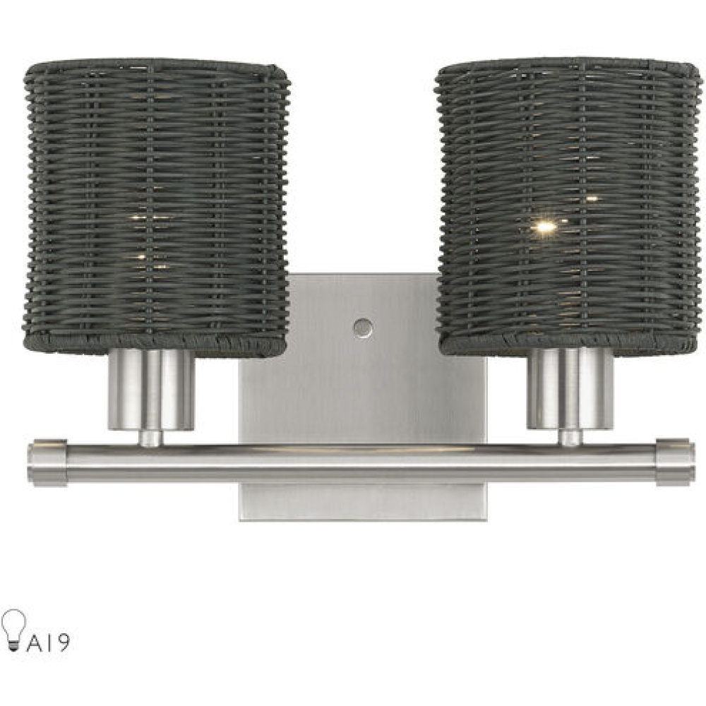 2 Light Brushed Nickel Vanity Sconce