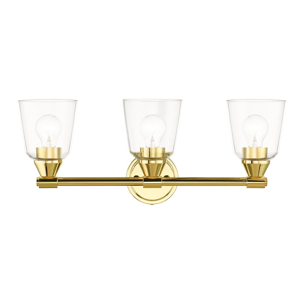 3 Light Polished Brass Vanity Sconce