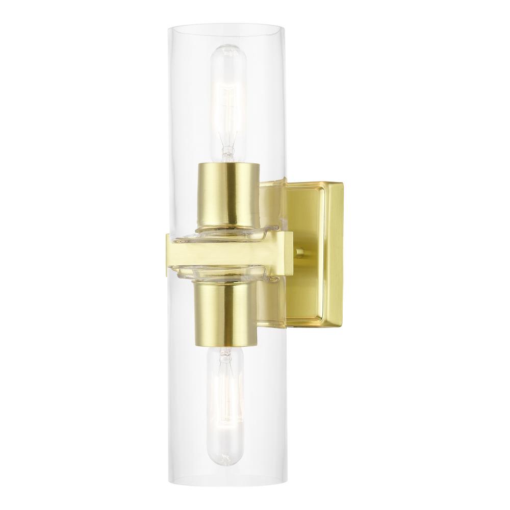 2 Light Satin Brass Vanity Sconce