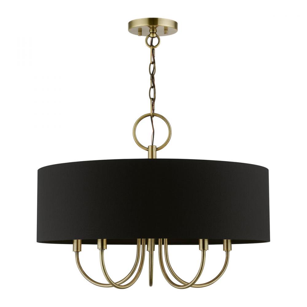 5 Light Antique Brass Pendant Chandelier