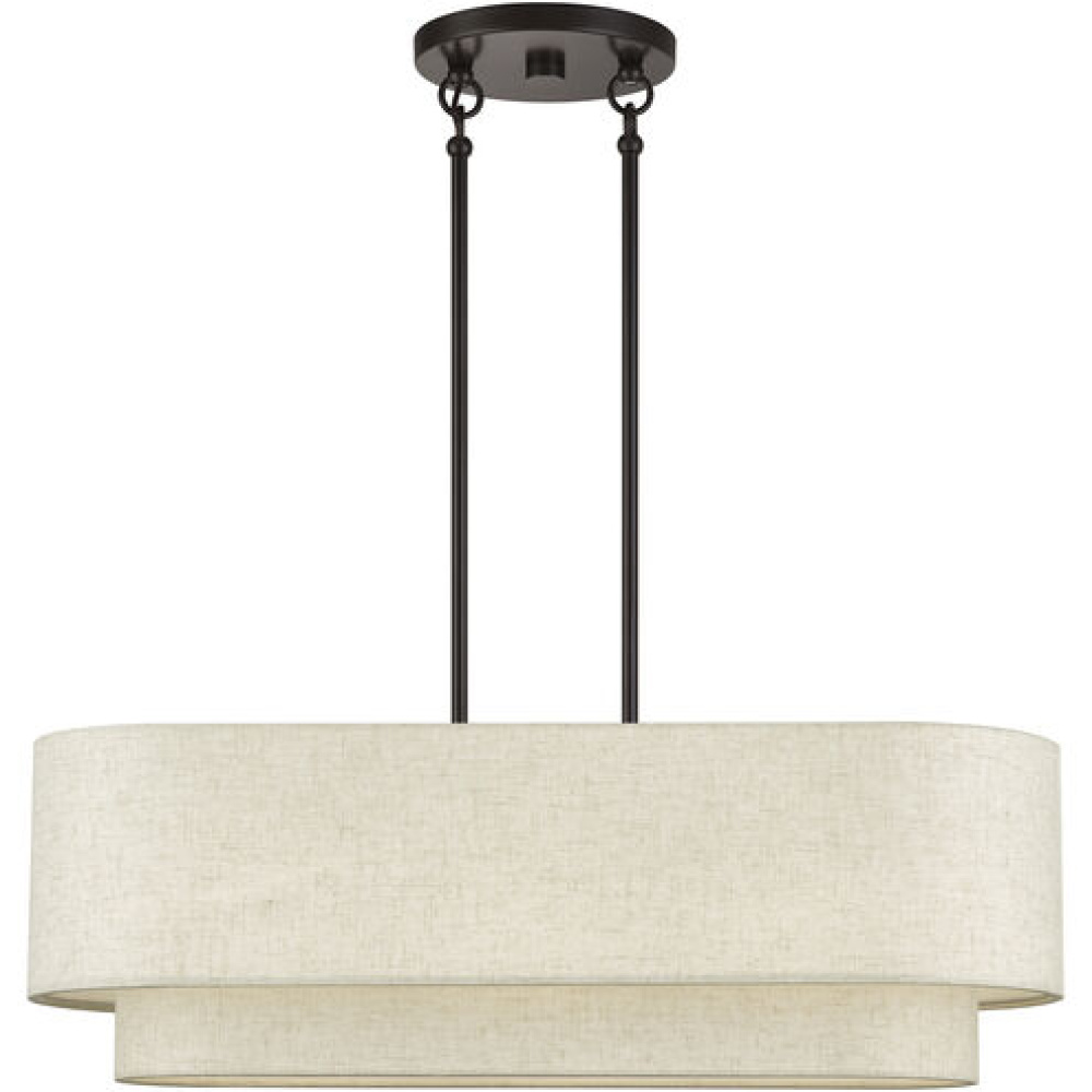 3 Light Antique Brass Medium Linear Chandelier