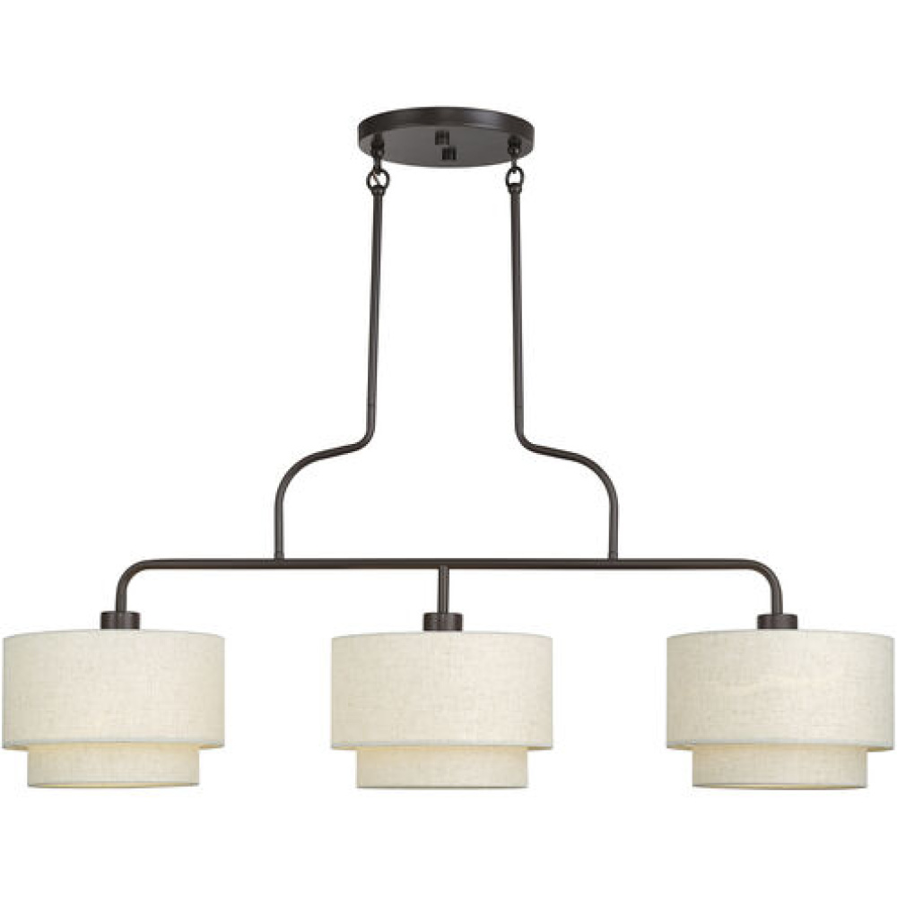 3 Light Antique Brass Extra Large Linear Chandelier