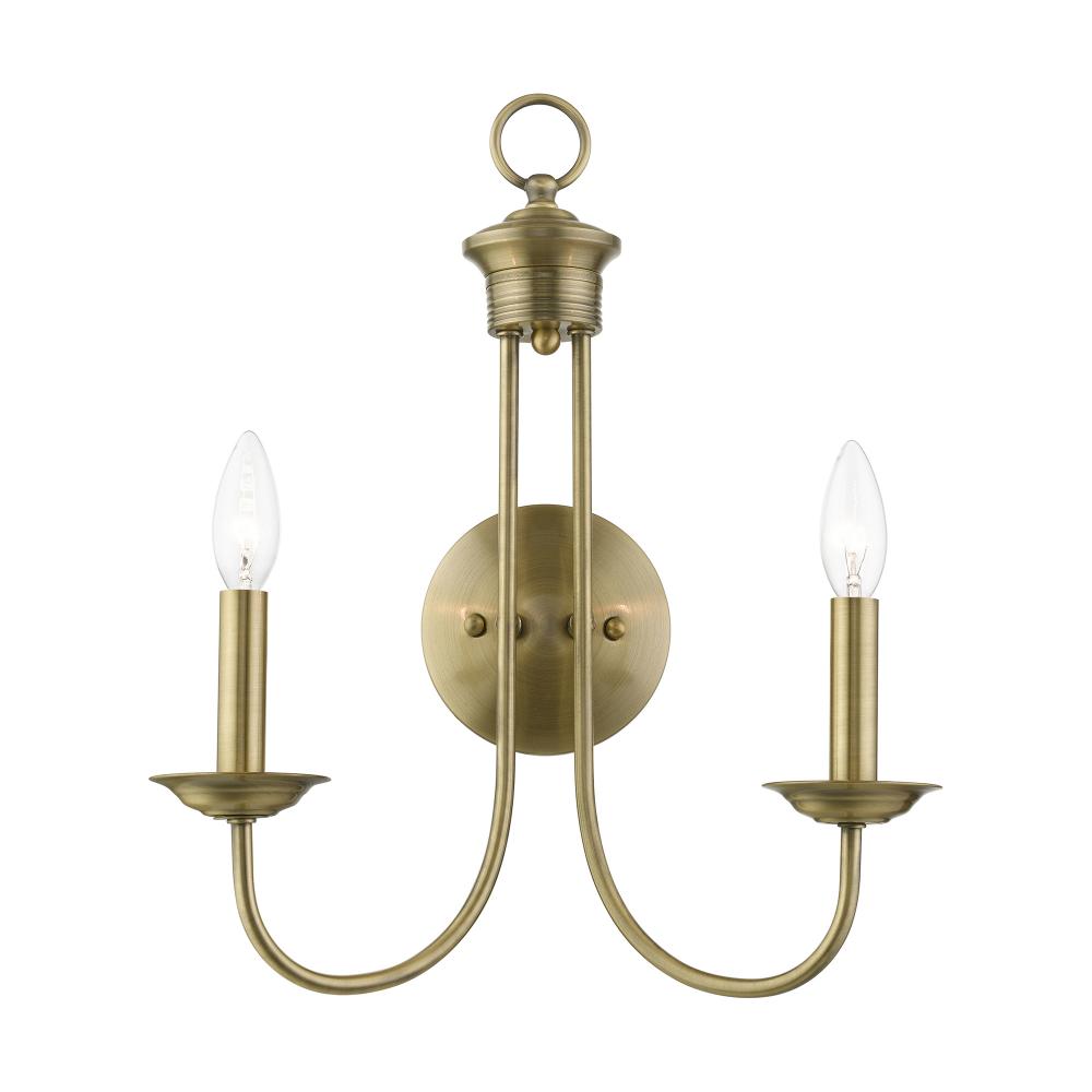 2 Light Antique Brass Double Sconce