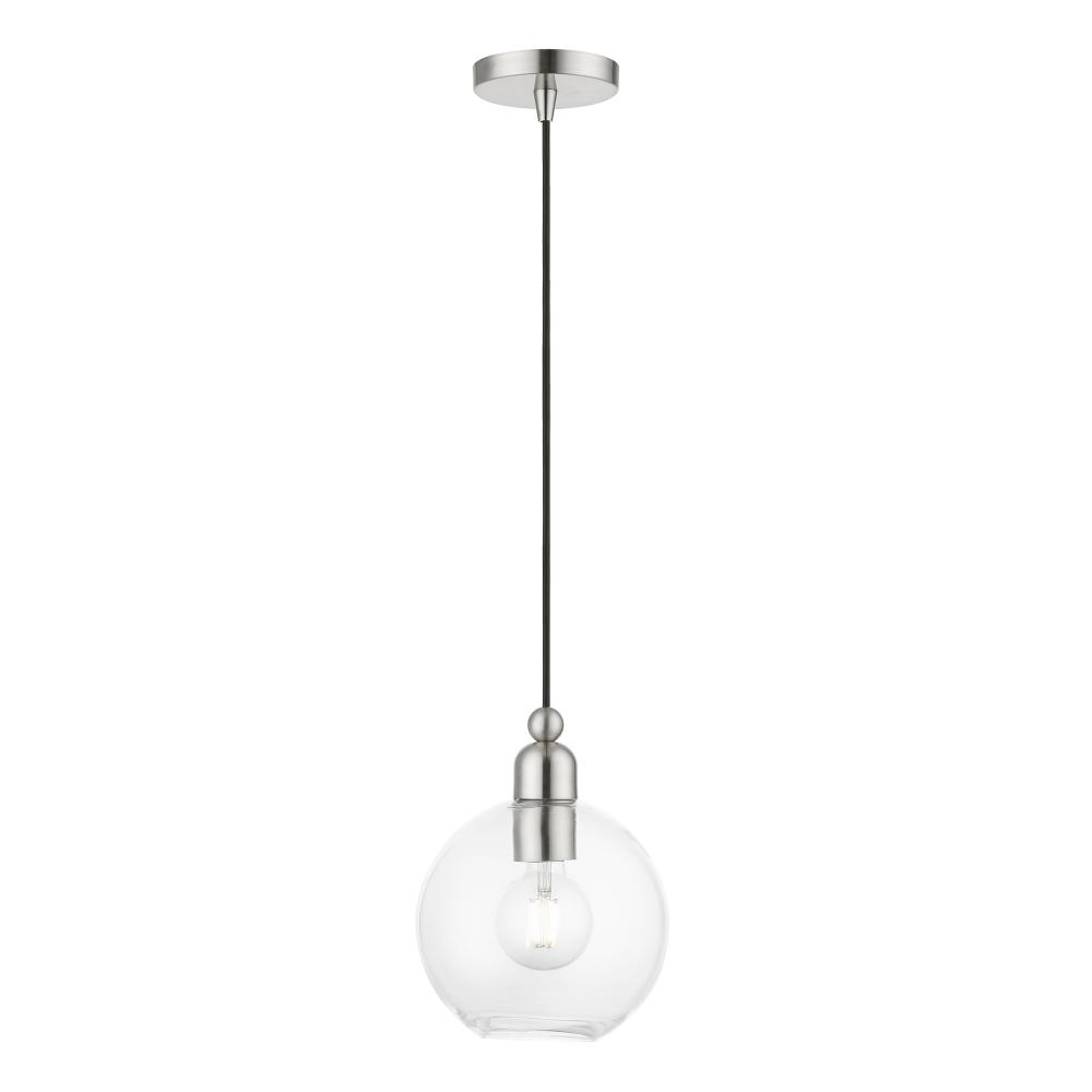 1 Light Brushed Nickel Sphere Pendant