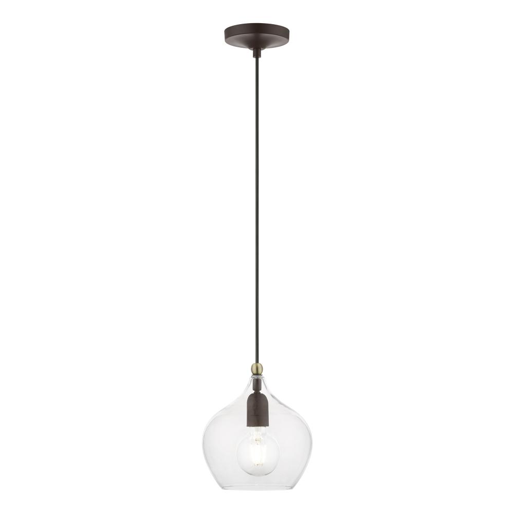 1 Light Bronze with Antique Brass Accent Pendant