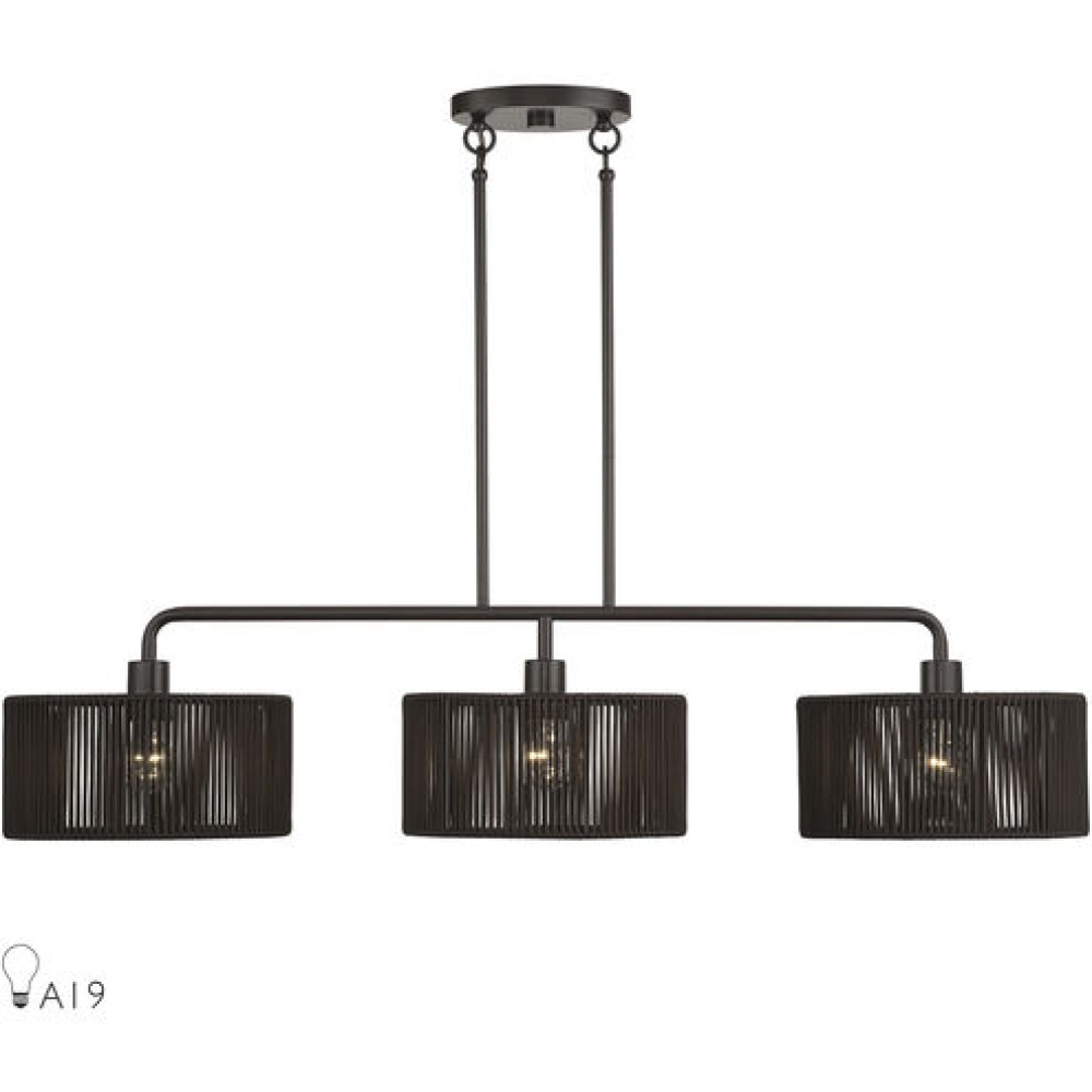 3 Light Antique Brass Extra Large Linear Chandelier