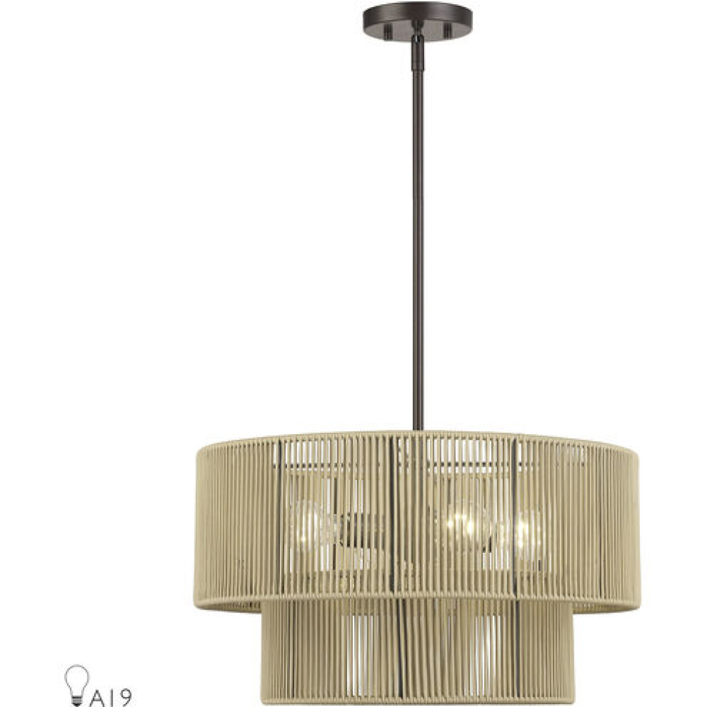 4 Light Painted Nickel Pendant Chandelier