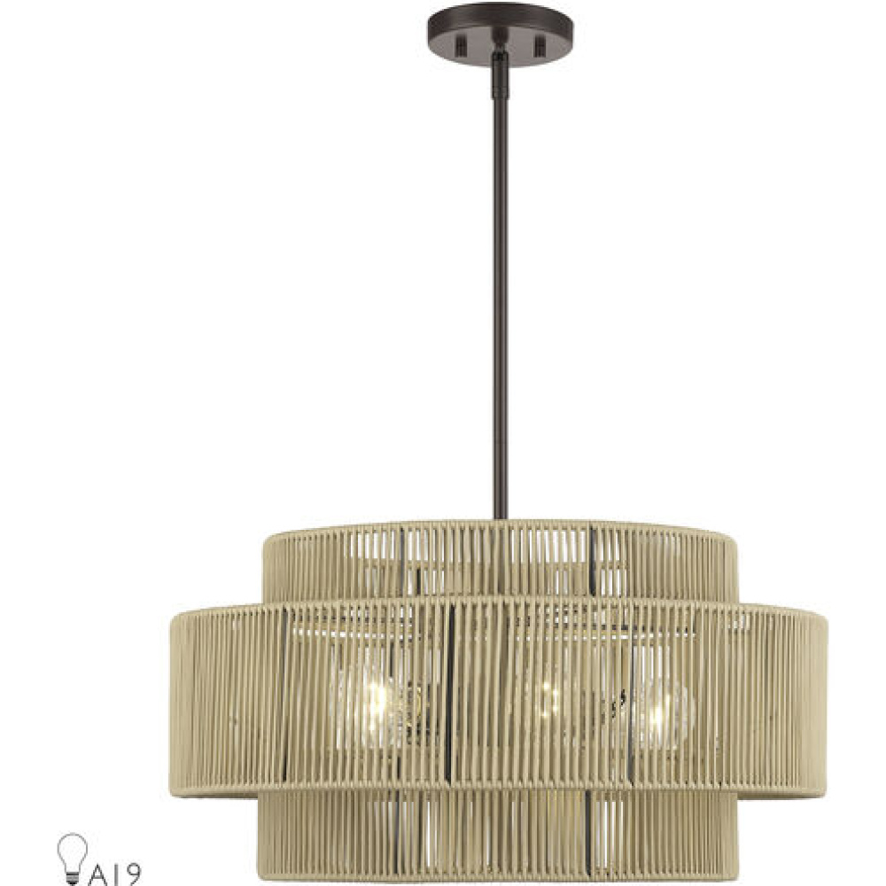 5 Light English Bronze Pendant Chandelier