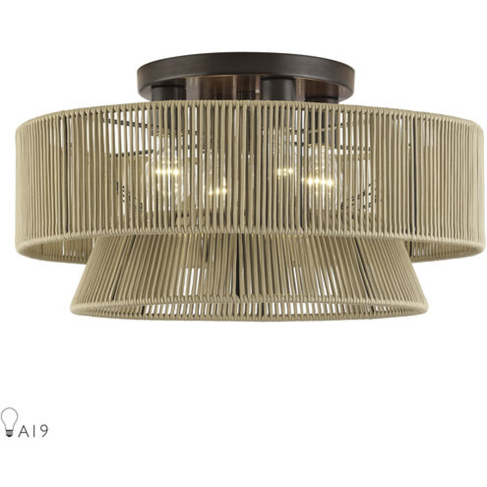 4 Light English Bronze Extra Large Semi-Flush