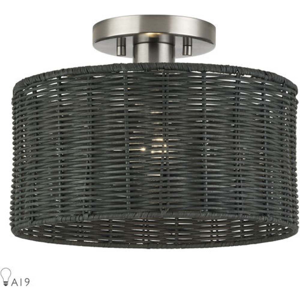 1 Light Black Medium Semi-Flush