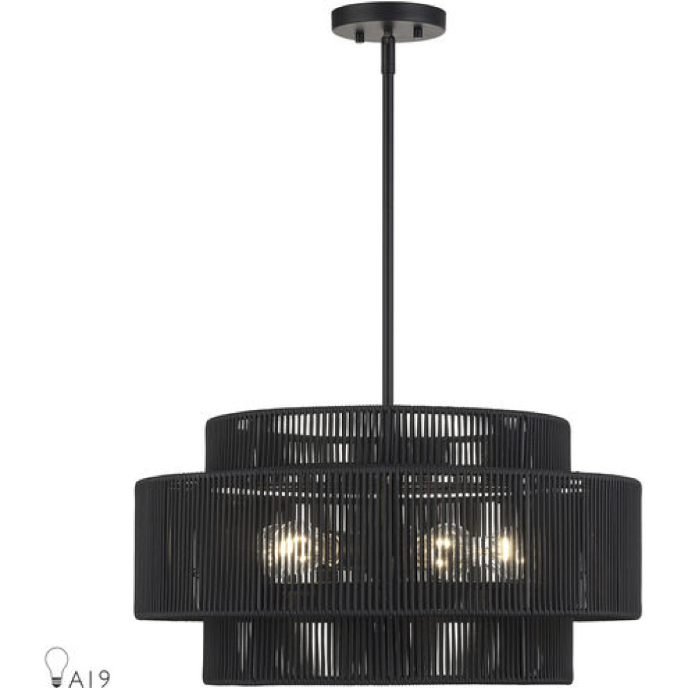 5 Light Black Pendant Chandelier