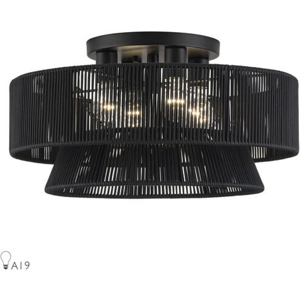 4 Light Black Extra Large Semi-Flush
