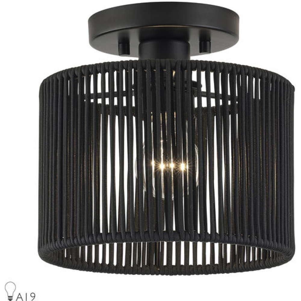1 Light Black Small Semi-Flush