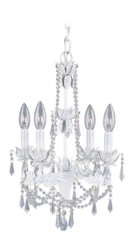 4 Light Antique White Mini Chandelier