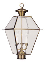 Livex Lighting 2384-01 - 3 Light AB Outdoor Post Lantern