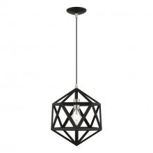 Livex Lighting 41328-04 - 1 Light Black with Brushed Nickel Accents Pendant