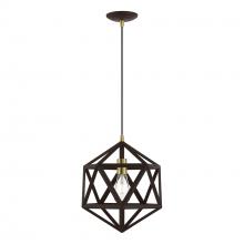 Livex Lighting 41328-07 - 1 Light Bronze with Antique Brass Accents Pendant