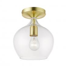 Livex Lighting 49087-12 - 1 Light Satin Brass with Polished Brass Accent Semi-Flush