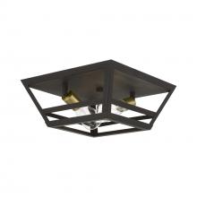 Livex Lighting 49560-07 - 2 Light Bronze with Antique Brass Accents Flush Mount