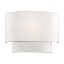 Livex Lighting 50311-03 - 1 Light White ADA Sconce with Hand Crafted Off-White Fabric Hardback Shades