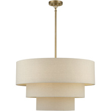 Livex Lighting 58878-48 - 5 Light Antique Gold Leaf Medium Pendant Chandelier