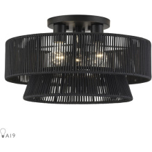 Livex Lighting 60256-04 - 3 Light Black Large Semi-Flush