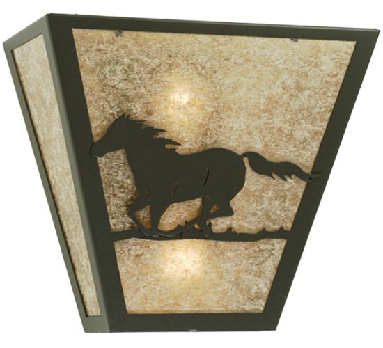 13" Wide Running Horses Wall Sconce