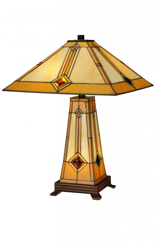 23"H Diamond Mission Lighted Base Table Lamp