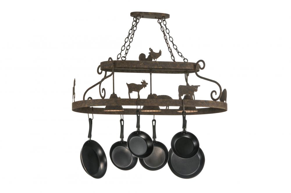 46"L Barn Animals W/Downlights Pot Rack