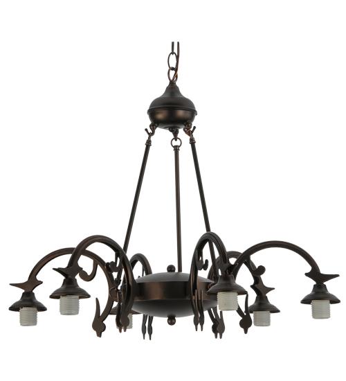 29" Wide Mahogany Bronze 6 LT Chandelier Hardware