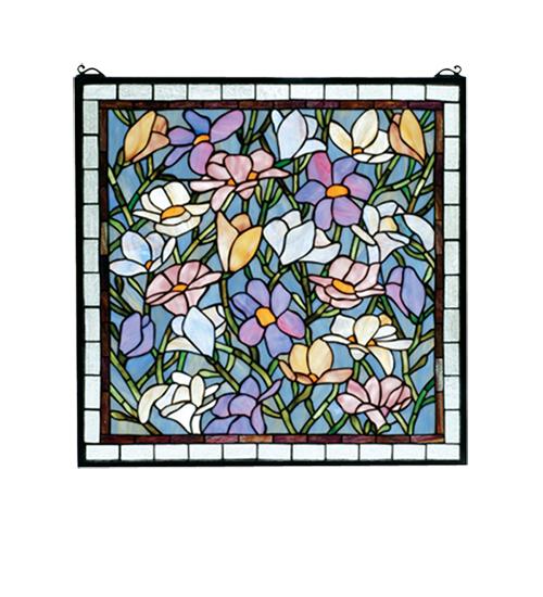 22"W X 22"H Sugar Magnolia Stained Glass Window