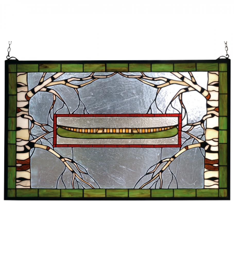 28"W X 18"H North Country Canoe Stained Glass Window