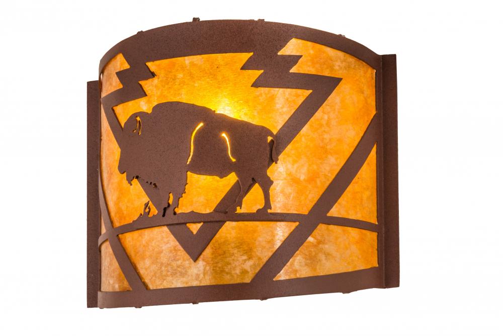 12" Wide Lone Buffalo Wall Sconce