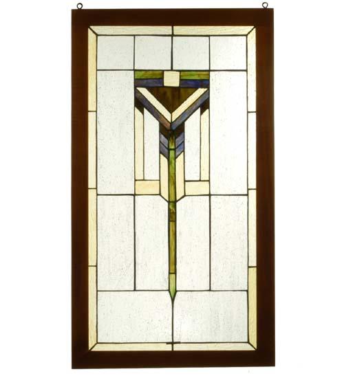 17"W X 30"H Prairie Wood Frame Stained Glass Window