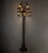 Meyda Blue 10280 - 63" High Stained Glass Pond Lily 12 Light Floor Lamp