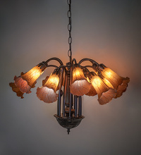 Meyda Blue 121624 - 24" Wide Amber Tiffany Pond Lily 12 Light Chandelier