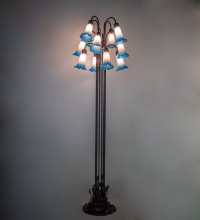 Meyda Blue 15954 - 63" High Pink/Blue Tiffany Pond Lily 12 LT Floor Lamp