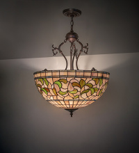 Meyda Blue 17530 - 20" Wide Tiffany Turning Leaf Inverted Pendant