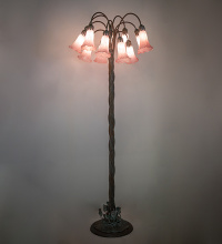 Meyda Blue 18255 - 61" High Pink Tiffany Pond Lily 12 Light Floor Lamp