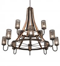 Meyda Blue 219854 - 66" Wide Barrel Stave Winter Maple 12 Light Two Tier Chandelier