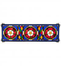 Meyda Blue 232860 - 33" Wide X 10" High Tudor Trio Stained Glass Window